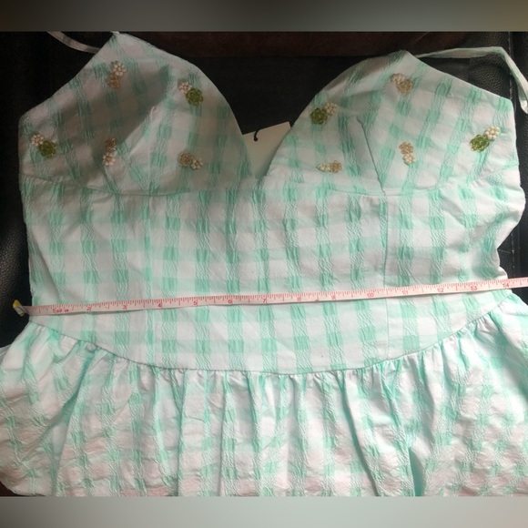 ZARA GINGHAM BEADED FLOWER DETAILED DRESS WITH POCKETS - Picture 13 of 14